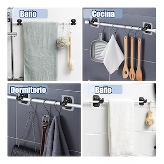 Foto 3 | 20 Soportes de Barra de Cortina Autoadhesivos Eo Safe Imports Esi-16561 Negros