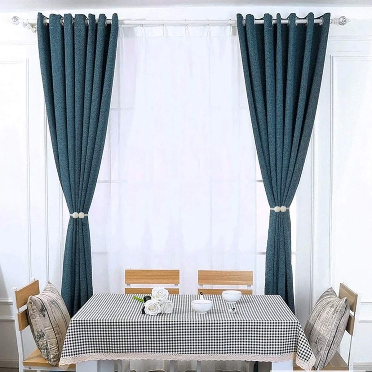 Foto 7 pulgar | Cortinas Magnéticas Con Forma De Perla Pinowu (paquete De 2), Color Gris - Venta Internacional.