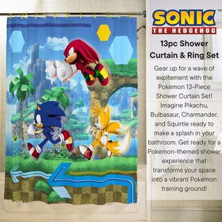 Foto 2 | Juego De Cortinas De Baño Franco Sonic Anime De 13 Piezas Con Anillos - Venta Internacional.