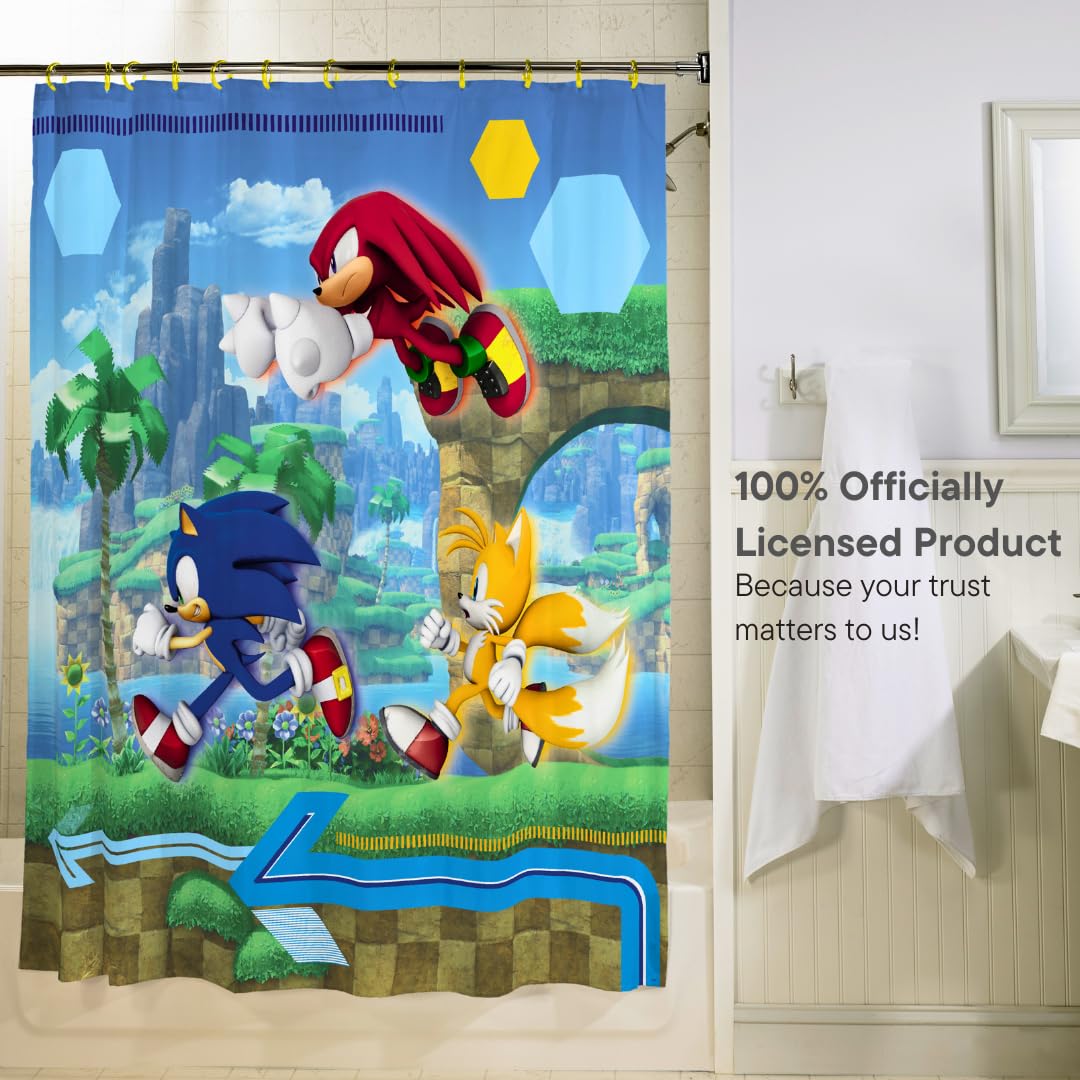 Foto 5 pulgar | Juego De Cortinas De Baño Franco Sonic Anime De 13 Piezas Con Anillos - Venta Internacional.