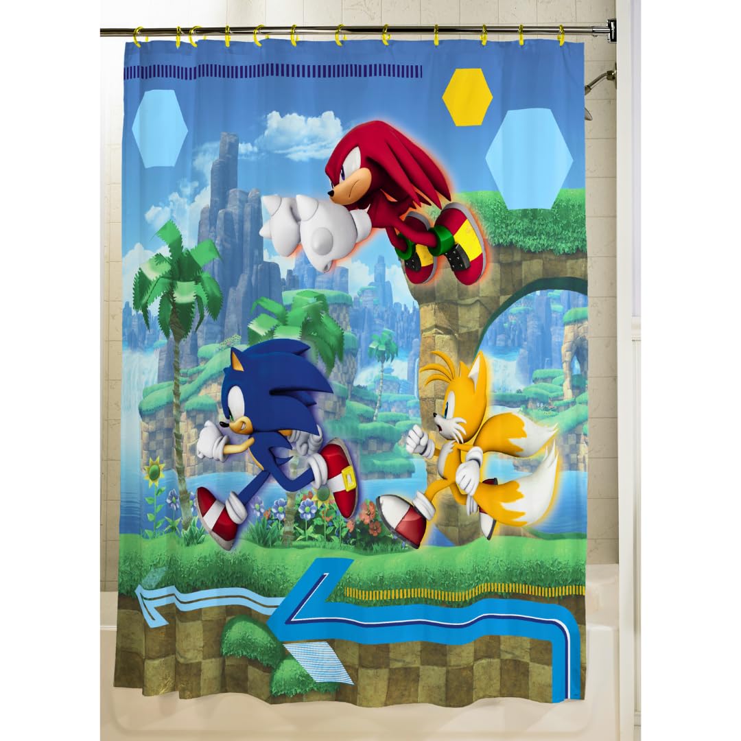Foto 6 pulgar | Juego De Cortinas De Baño Franco Sonic Anime De 13 Piezas Con Anillos - Venta Internacional.