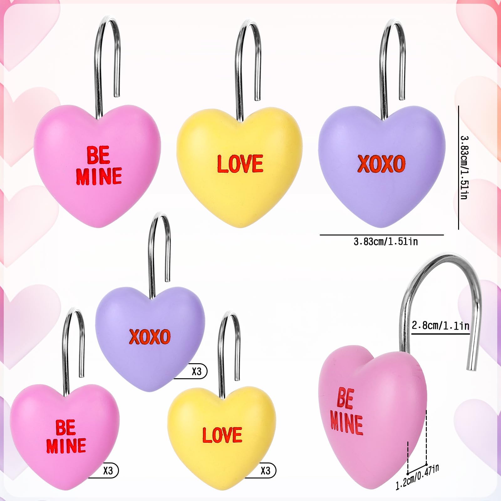 Foto 2 | Ganchos Para Cortinas De Ducha Con Forma De Corazón Para El Día De San Valentín - Venta Internacional.