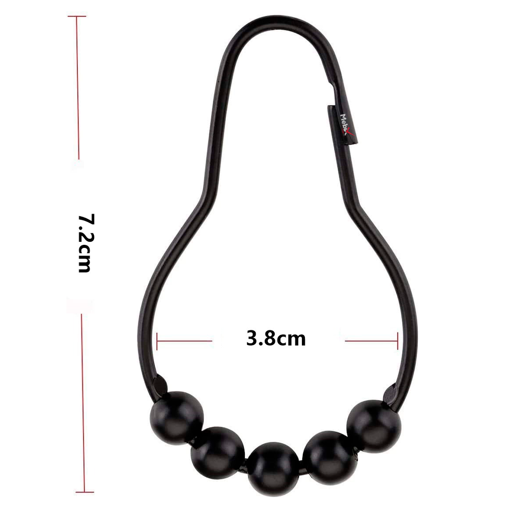 Foto 5 pulgar | Ganchos para Cortinas de Baño Negro Set de 12