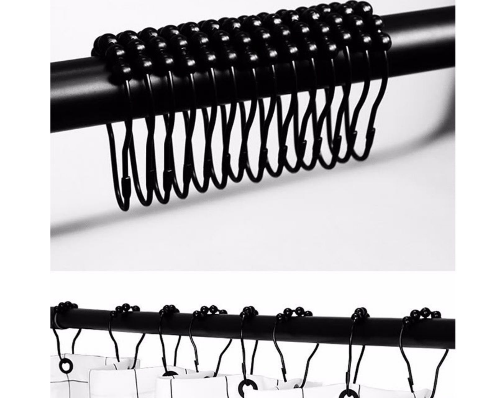 Foto 6 pulgar | Ganchos para Cortinas de Baño Negro Set de 12