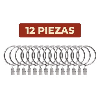 Foto 6 | Set De 12 Anillos Metálicos Para Tubo De Cortina Con Clip Color Plata