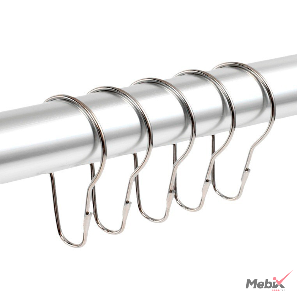 Set 12 Ganchos Lisos Para Cortina De Baño Acero Inoxidable