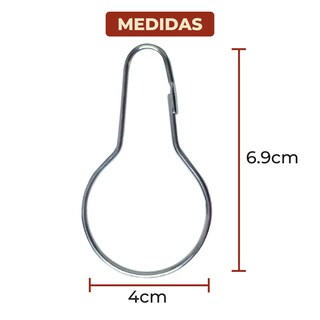 Foto 7 | Set 12 Ganchos Lisos Para Cortina De Baño Acero Inoxidable