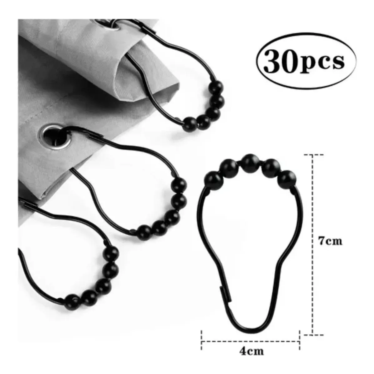 Foto 3 | Kit De 30 Ganchos Metálicos Negros Para Cortinas De Baño Eo Safe Imports Esi-20480 Negro