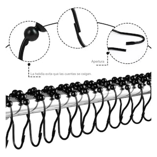 Foto 4 | Kit De 30 Ganchos Metálicos Negros Para Cortinas De Baño Eo Safe Imports Esi-20480 Negro
