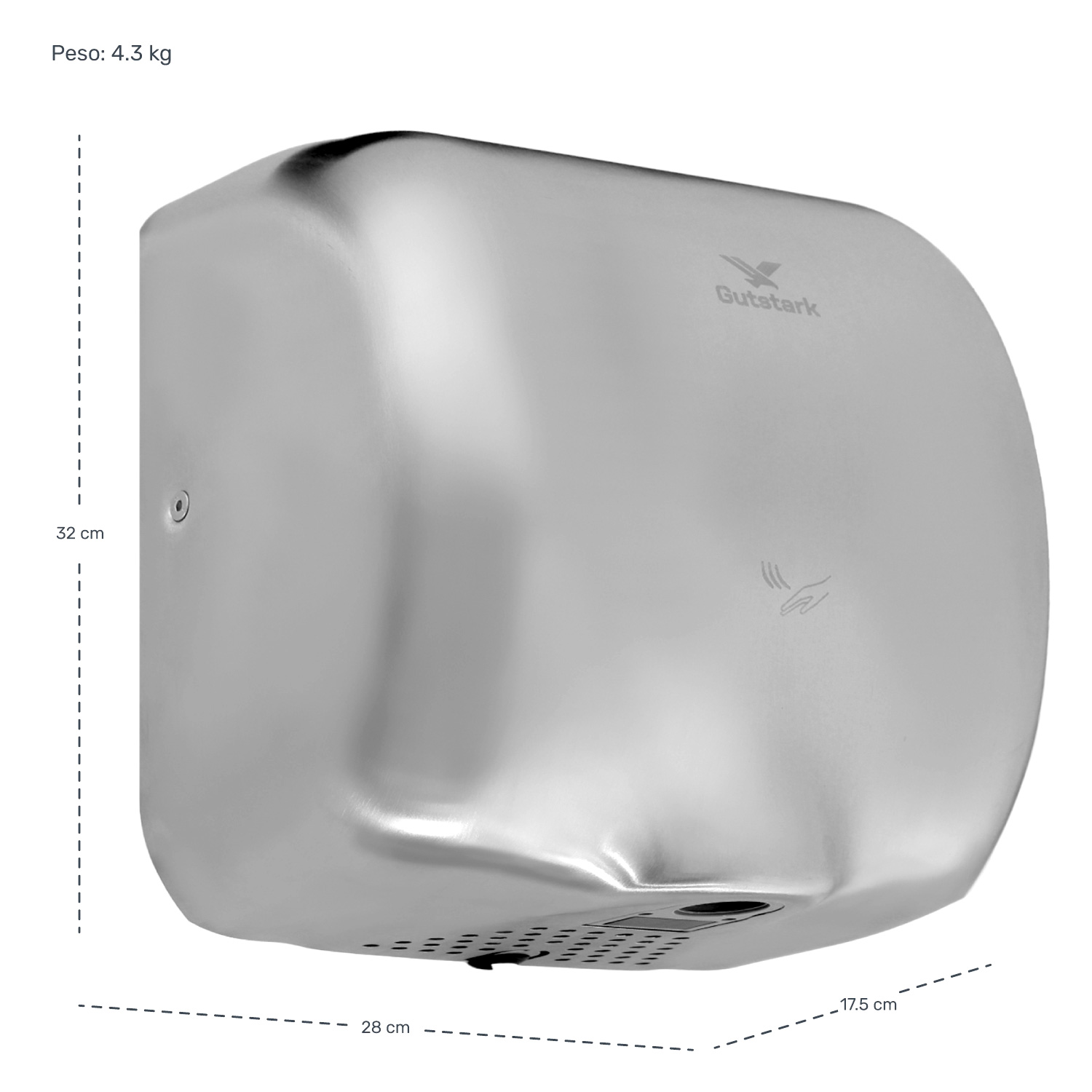 Foto 5 | Secador de Manos Gutstark Gris Acero Inoxidable Automático