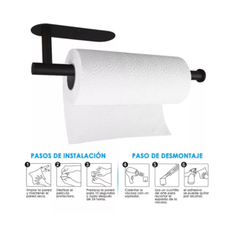 Foto 3 | Portarrollos Papel Adhesivo Debajo Del Gabinete Para Cocina, Color Negro
