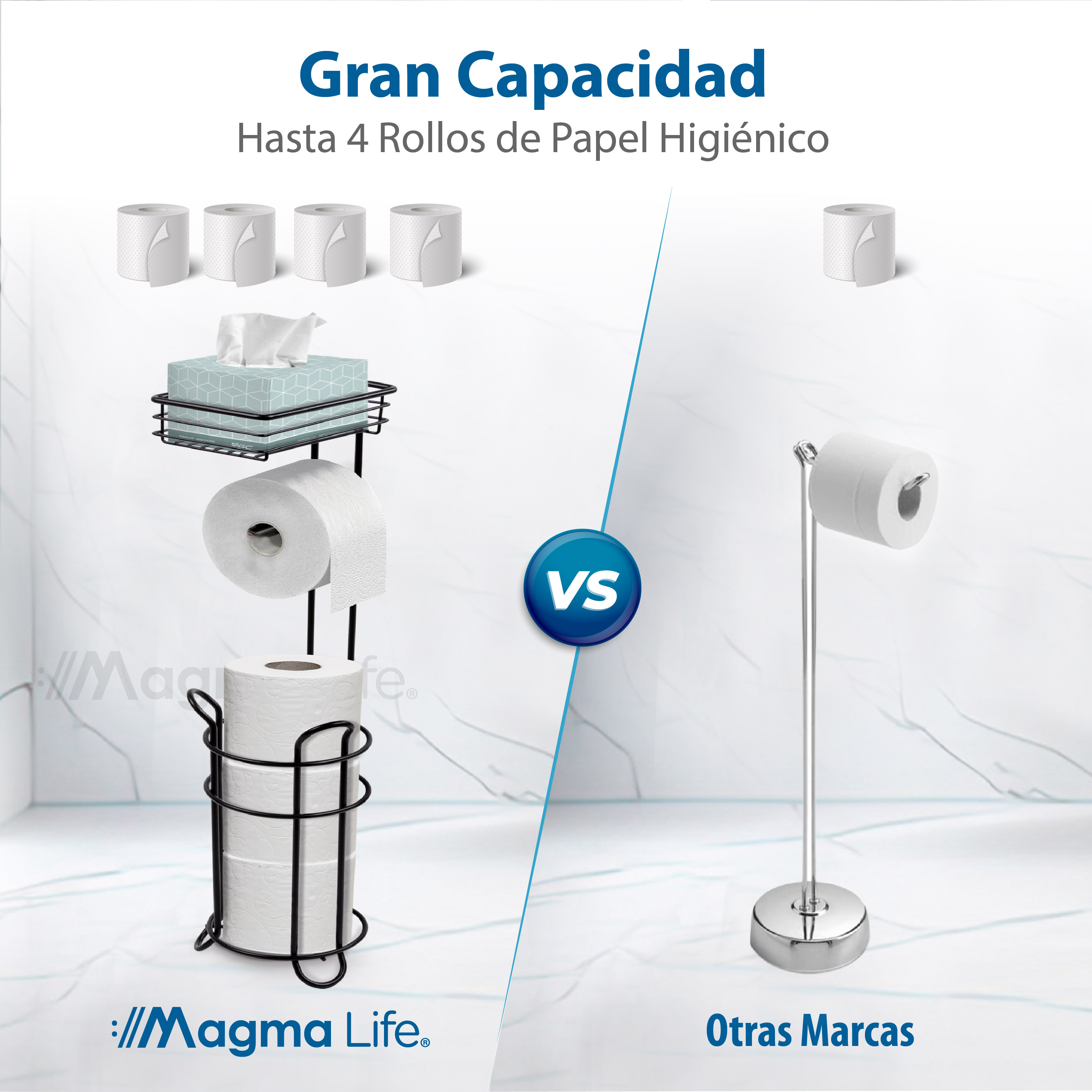 Foto 4 pulgar | Porta Rollos de Papel de Baño Magma Life Metálico Negro