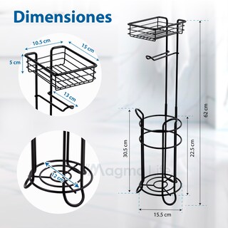 Foto 7 | Porta Rollos de Papel de Baño Magma Life Metálico Negro