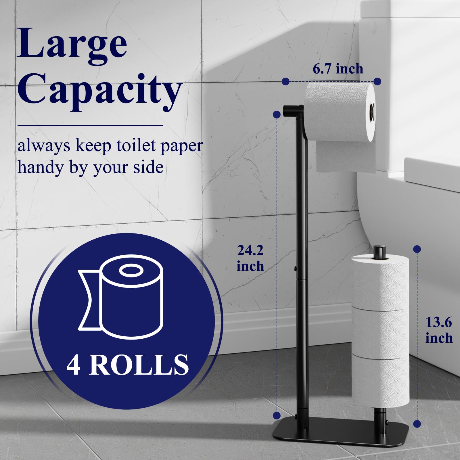 Foto 8 pulgar | Soporte Para Papel Higiénico Kitsure, Independiente, Negro, 4 Rollos - Venta Internacional.