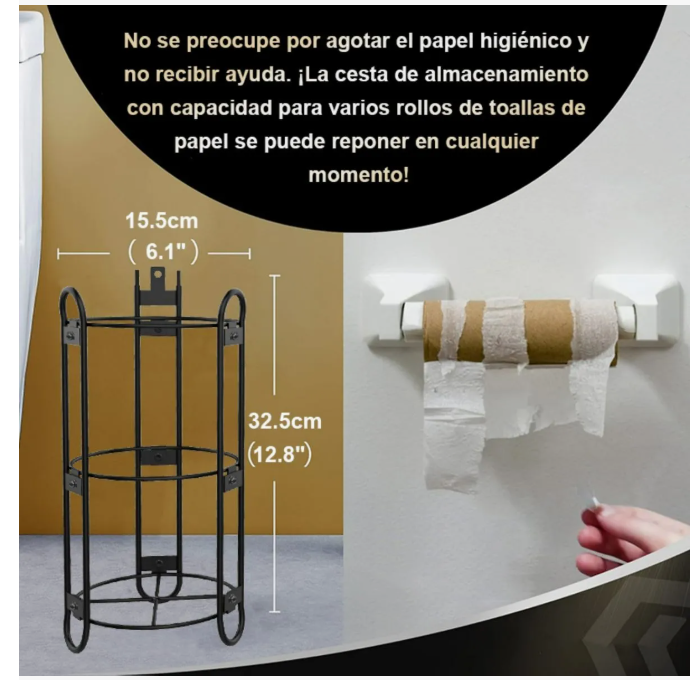 Foto 5 pulgar | Soporte Xtellar Para Papel Higiénico, Rollo De Hierro De Pie A Prueb