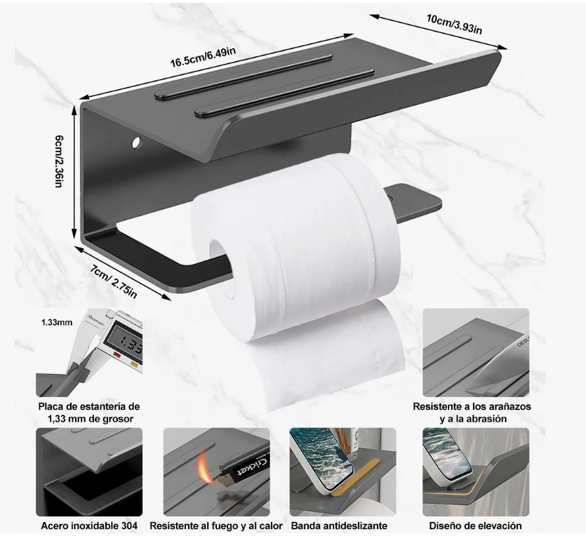 Foto 4 pulgar | Porta-rollo Xtellar De Acero Inoxidable Soporte De Papel Sanitarios