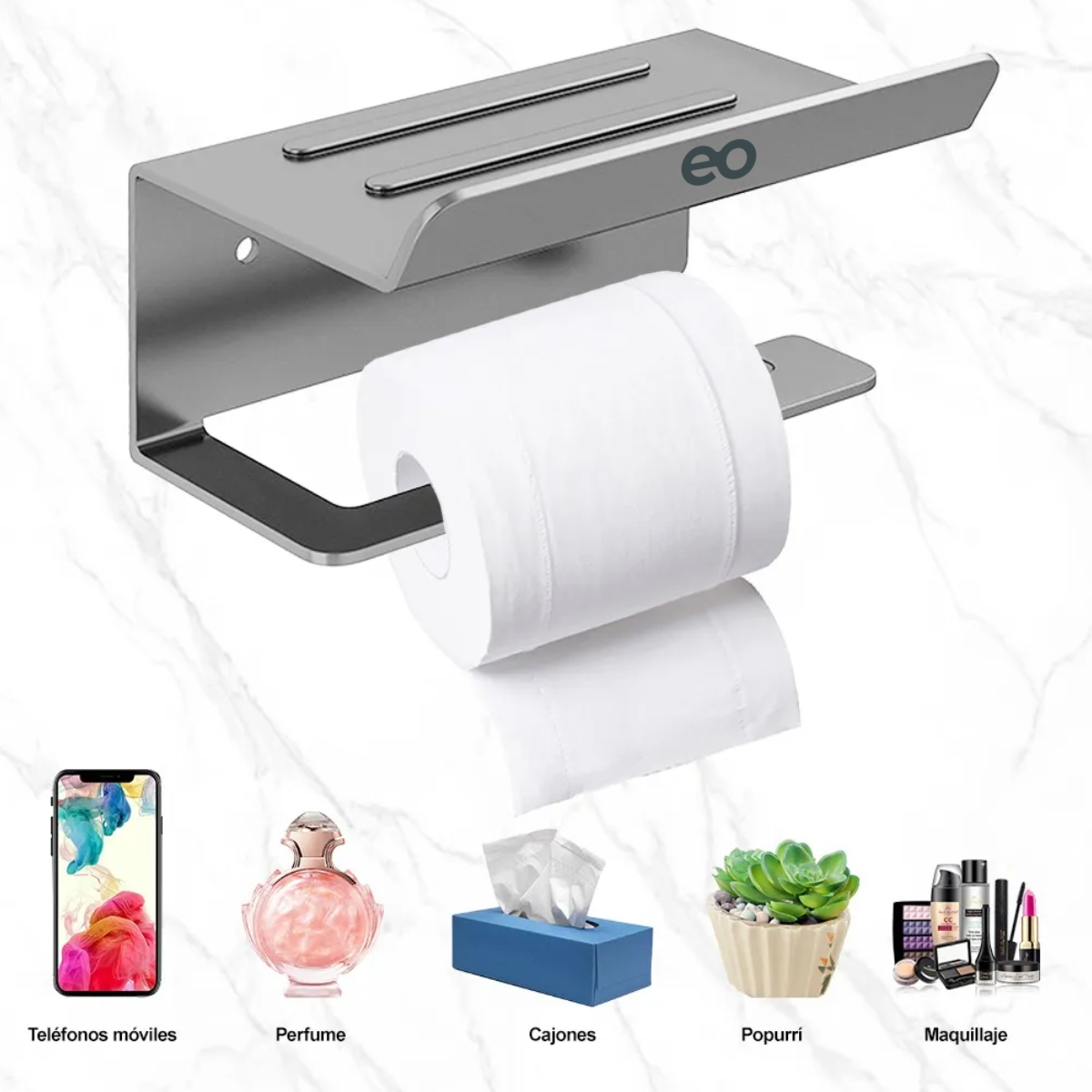 Foto 3 | Portarrollos de Papel Higiénico de Acero Inoxidable Gris