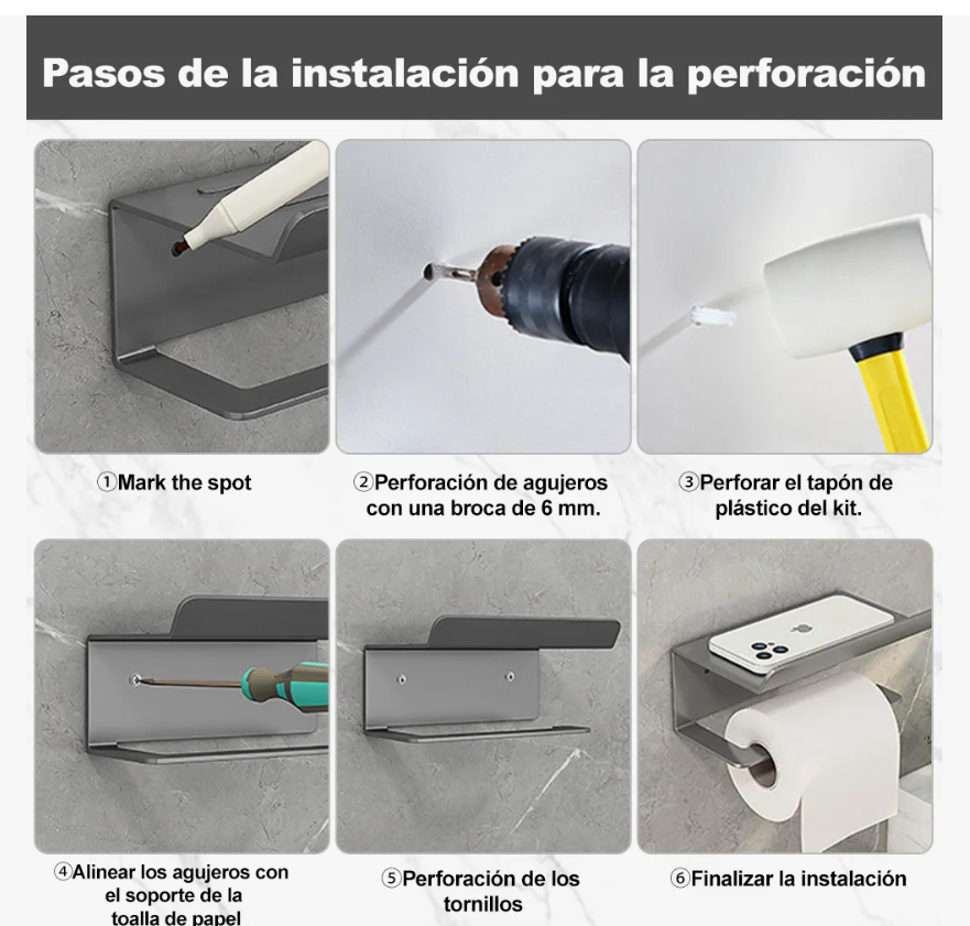 Foto 2 | Porta-rollo De Acero Inoxidable Soporte De Papel Sanitarios