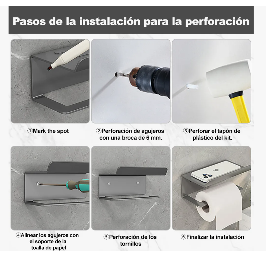 Foto 4 | Porta-rollo De Acero Inoxidable Soporte De Papel Sanitarios