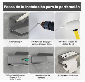 Foto 4 | Porta-rollo De Acero Inoxidable Soporte De Papel Sanitarios