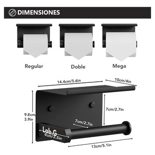 Foto 4 | Porta Rollo Papel Sanitario Baño Higienico Con Base Lab.g Negro