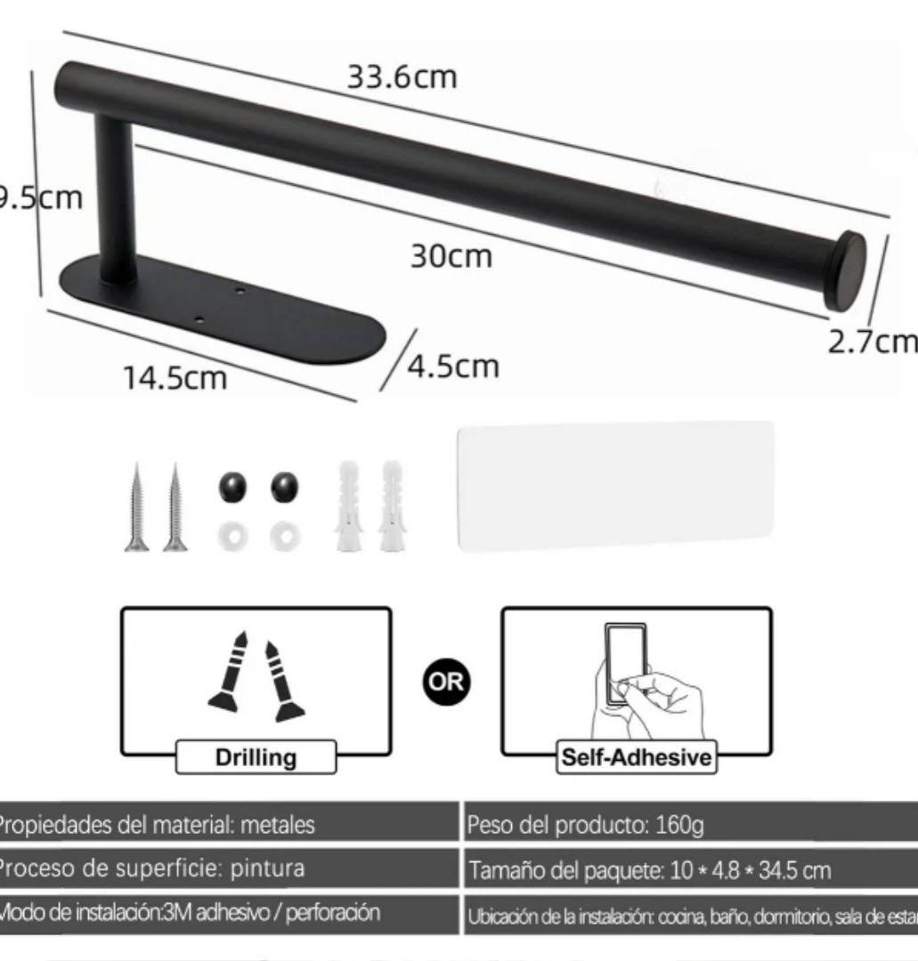 Foto 4 pulgar | Xtellar Soporte Premium Para Toallas De Papel De Cocina Con Instalación Multi-direccional