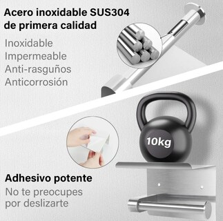 Foto 3 | Xtellar Portarrollo Inoxidable Con Estante Y Ganchos Diseño Elegante Alta Calidad Y Multifuncional