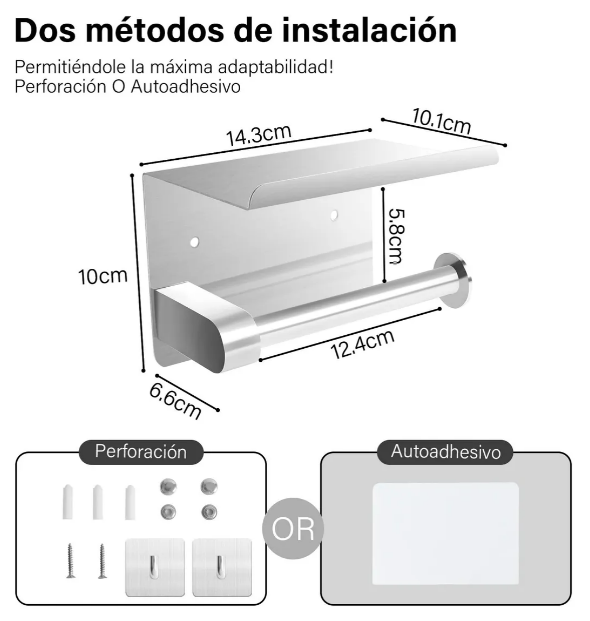 Foto 5 pulgar | Xtellar Portarrollo Inoxidable Con Estante Y Ganchos  Diseño Elegante  Alta Calidad Y Multifuncional