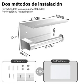Foto 4 | Xtellar Portarrollo Inoxidable Con Estante Y Ganchos Diseño Elegante Alta Calidad Y Multifuncional