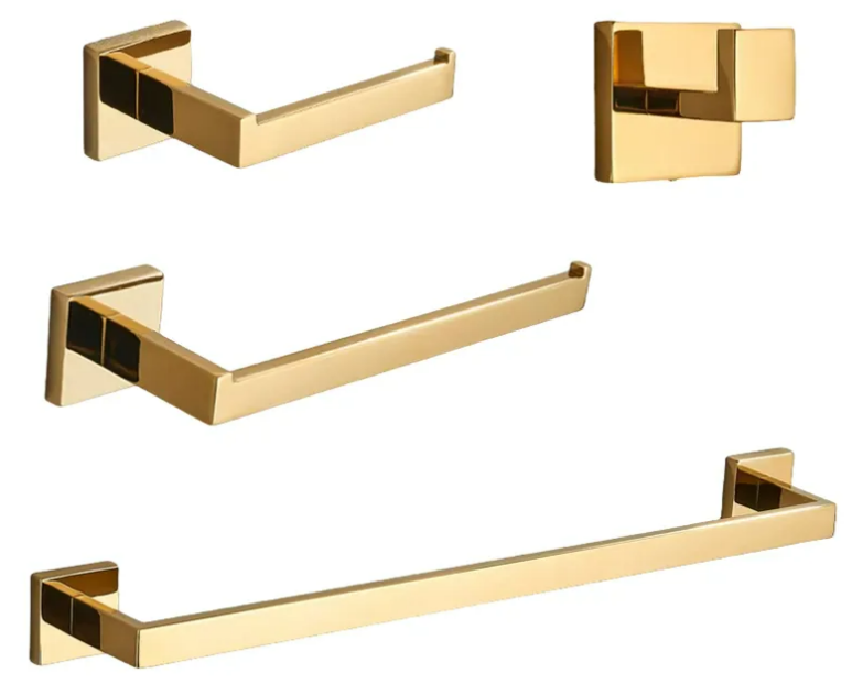 Juego de Accesorios para Baño Dorados  4 Piezas
