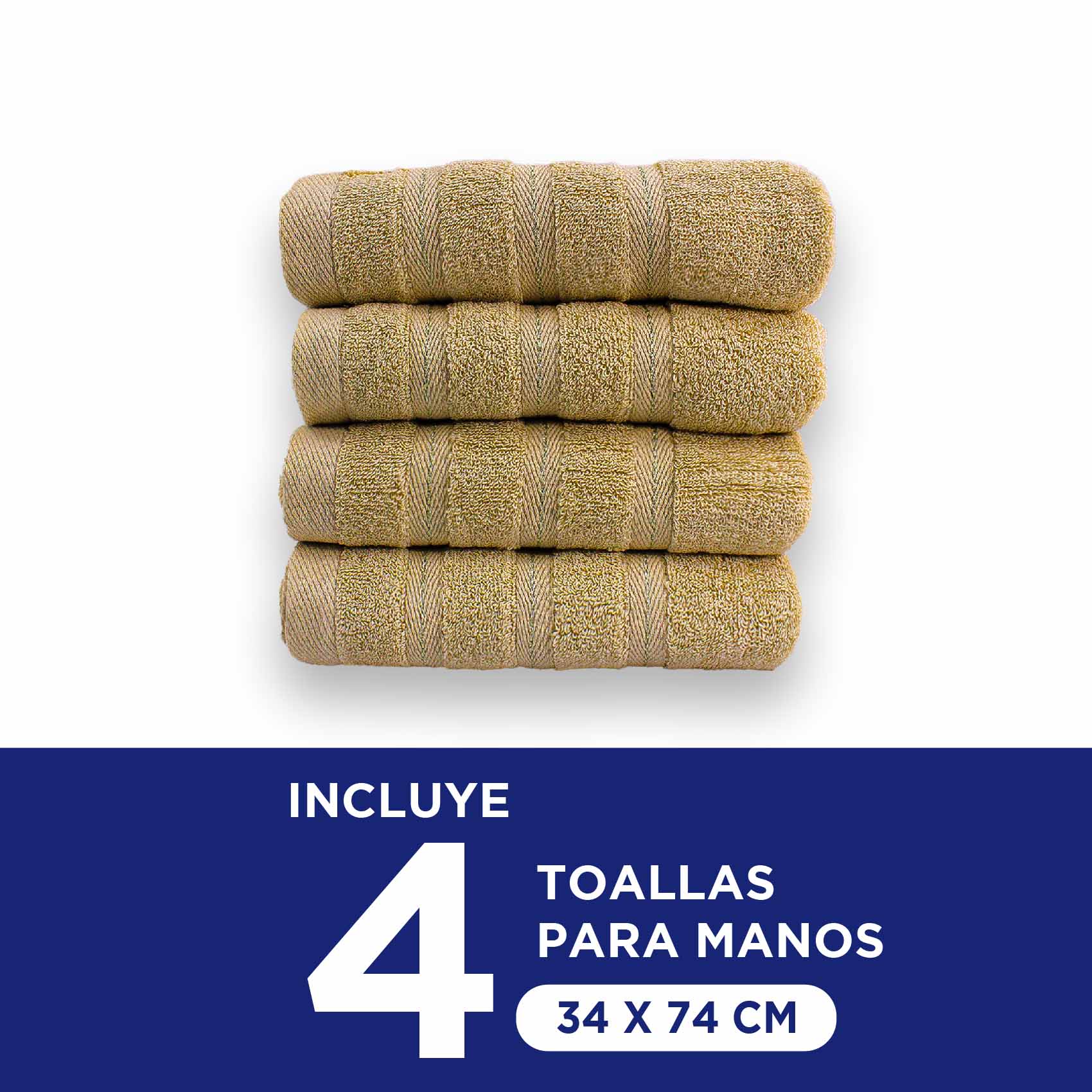 Foto 3 pulgar | Toallas de Mano Hokins Beige 4 Piezas