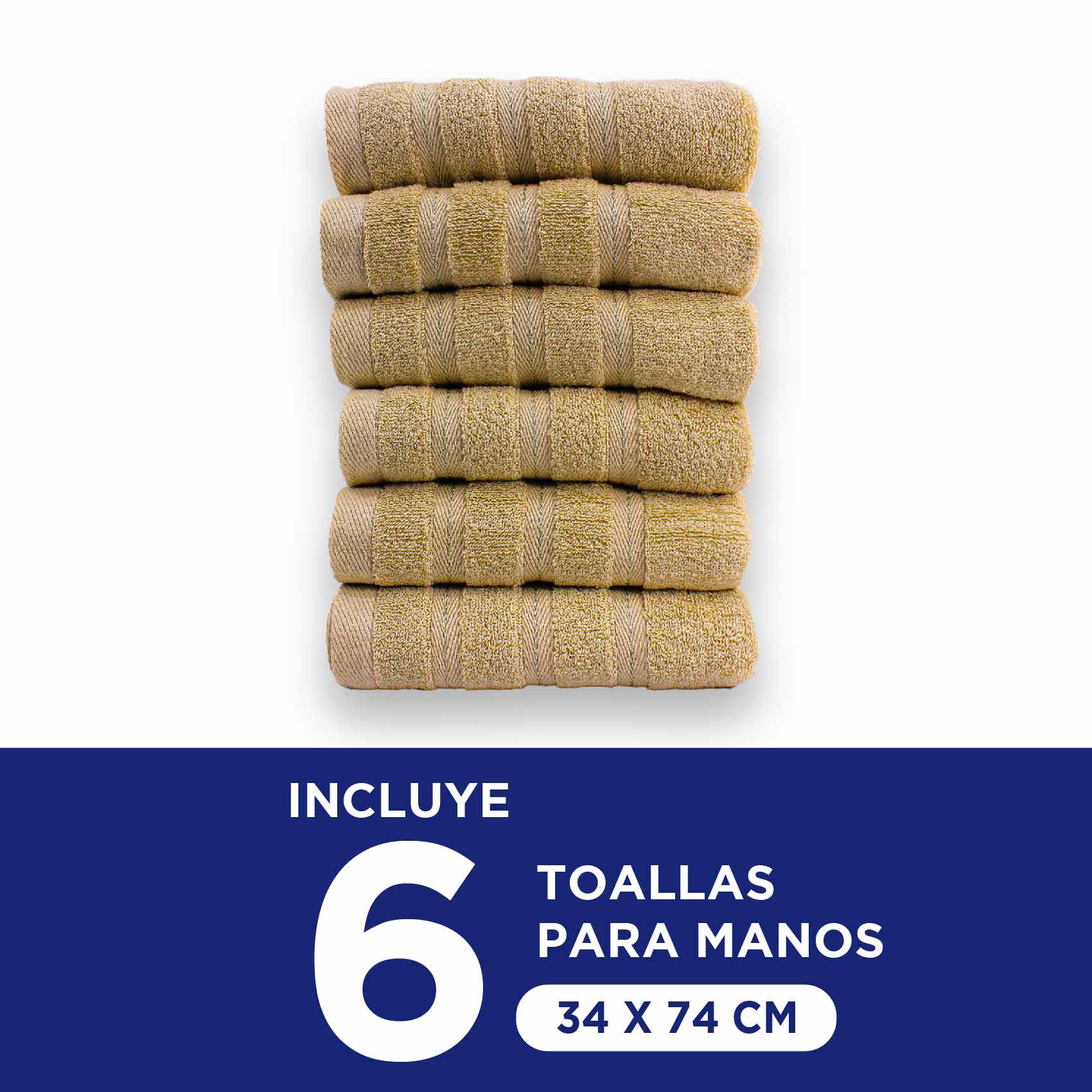 Foto 3 pulgar | Toalla para Manos Hokins Beige 100% Algodón 34x74 cm 6 Piezas