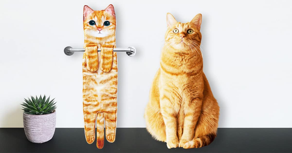 Foto 4 pulgar | Toallas De Mano Agrimony Cat Funny Para Baño Y Cocina, Color Naranja - Venta Internacional.