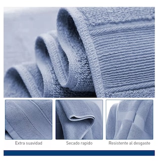 Foto 2 | Toalla 30x30 cm 100% Algodón Absorbente 1 pieza Azul