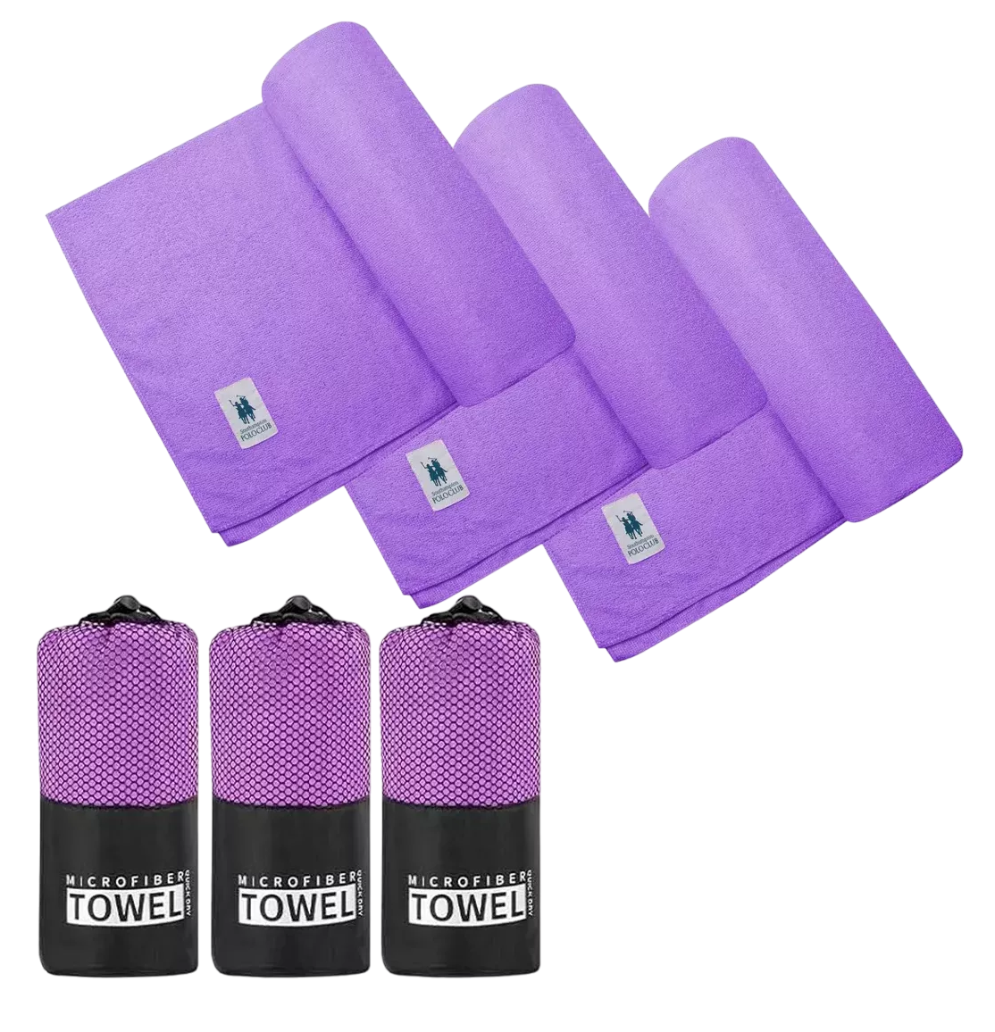 Toalla Deportiva Gym Secado Rápido 3 Piezas Morado