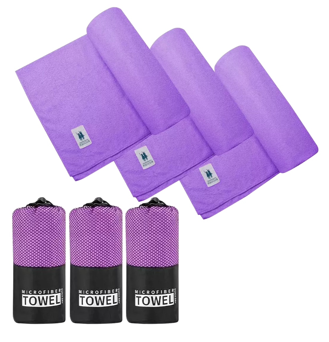 Toalla Deportiva Gym Secado Rápido 3 Piezas Morado $1,019