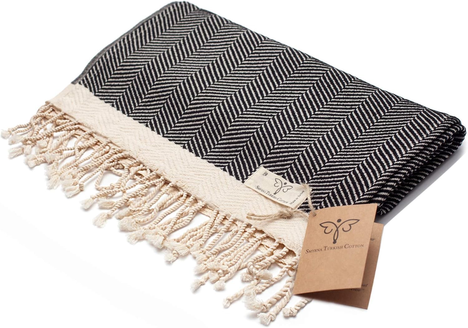 Foto 6 | Toallas De Mano Smyrna Turkish Cotton Herringbone 40x100 Cm Negras - Venta Internacional.