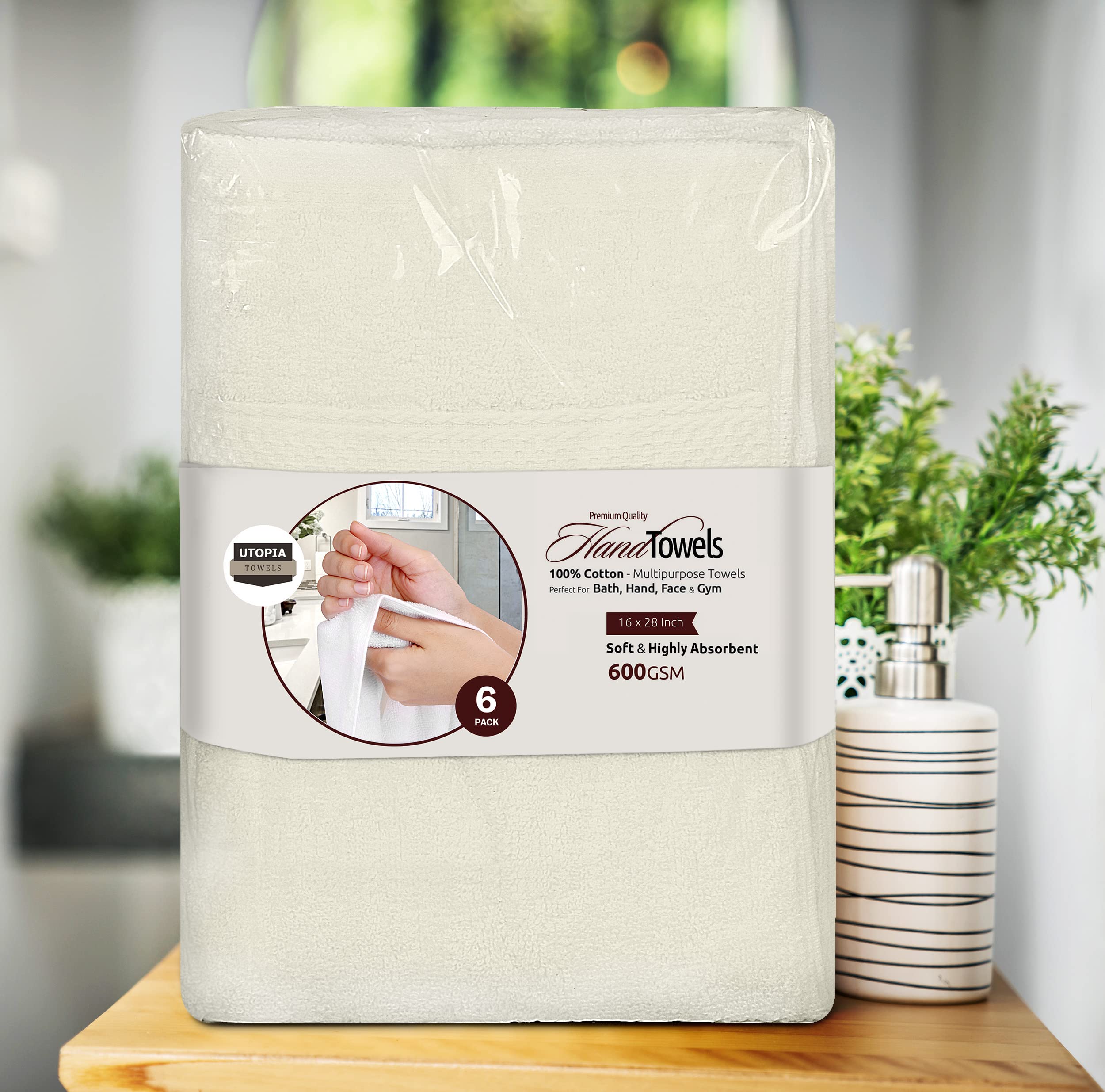 Foto 7 | Toallas De Mano Utopia Towels Premium, 100% Algodón, 600 G/m², Paquete De 6 - Venta Internacional.