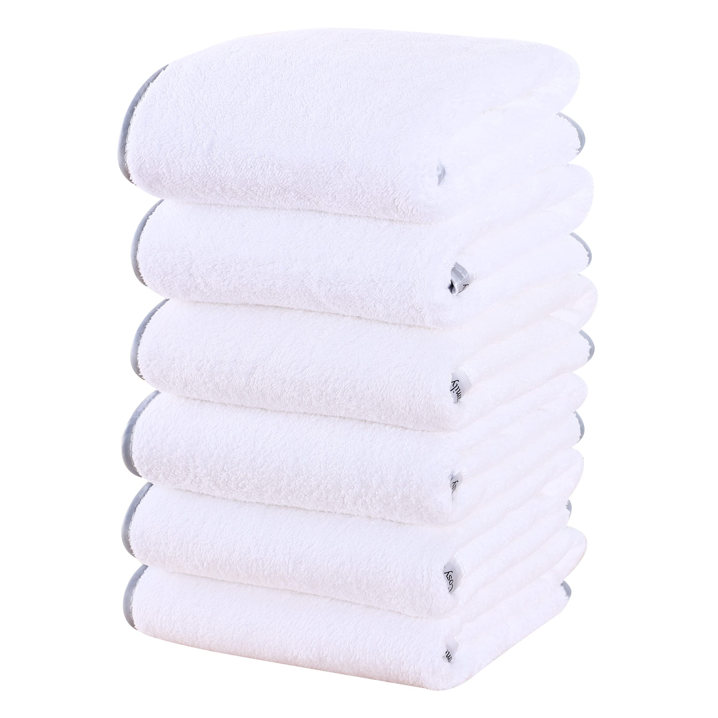 Juego De Toallas De Mano Cosy Family, Microfibra Ultrasuave, 6 Unidades, Color Blanco - Venta Internacional.