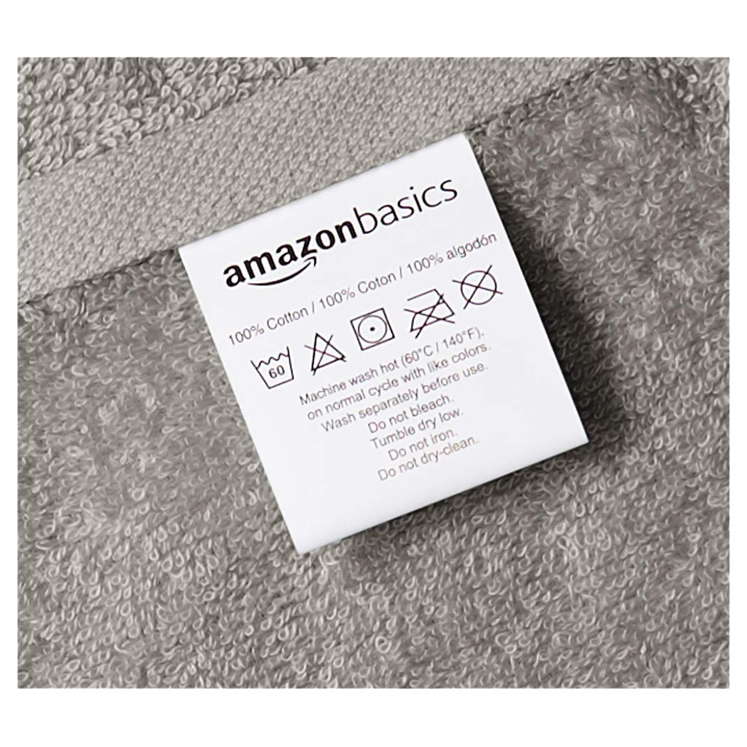 Foto 4 | Toalla De Mano Amazon Basics De Algodón Absorbente, 16 X 26 Cm, Color Gris, Paquete De 12 - Venta Internacional.