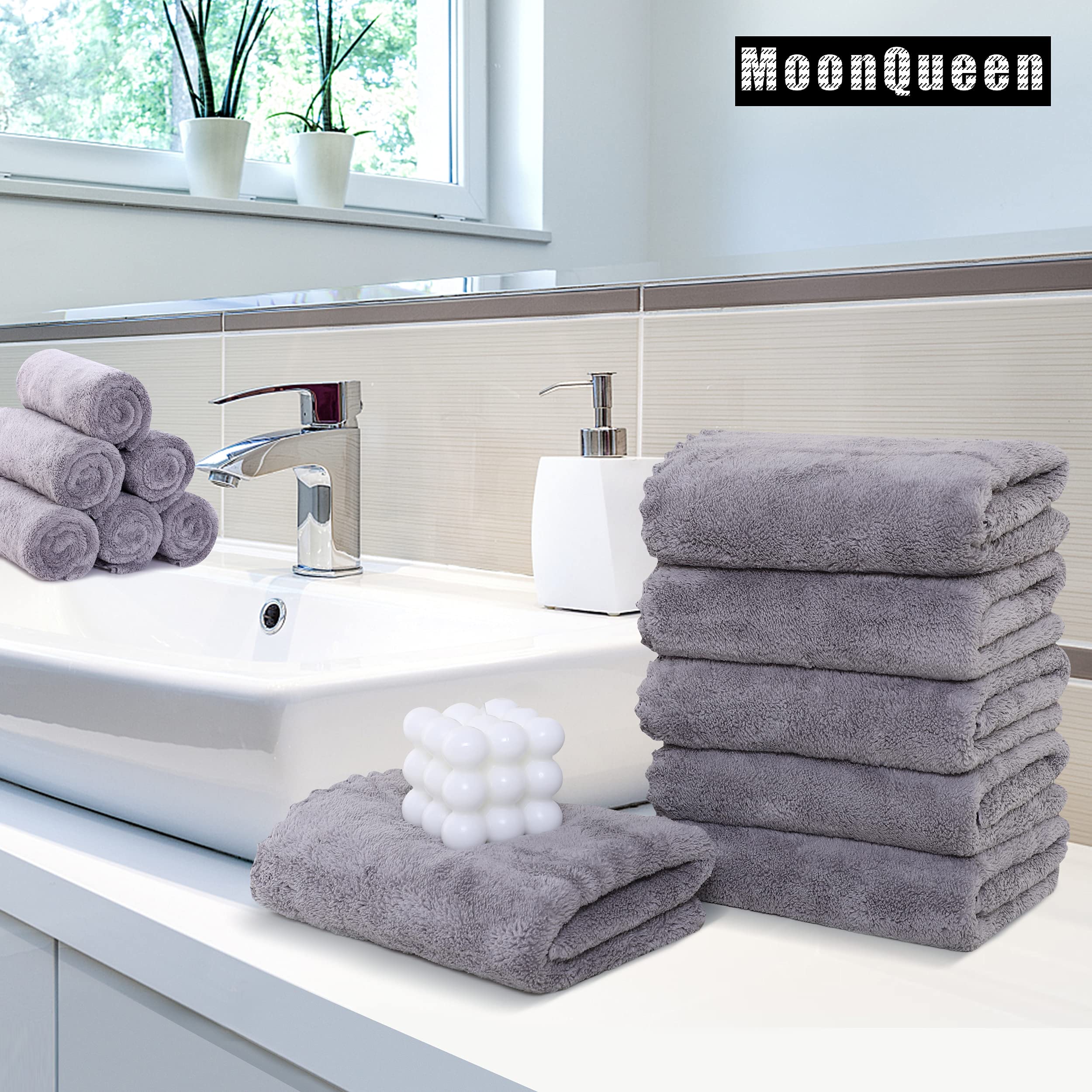 Foto 2 | Toallas De Mano Moonqueen Premium De Microfibra De Terciopelo Coral De 40 X 70 Cm - Venta Internacional.