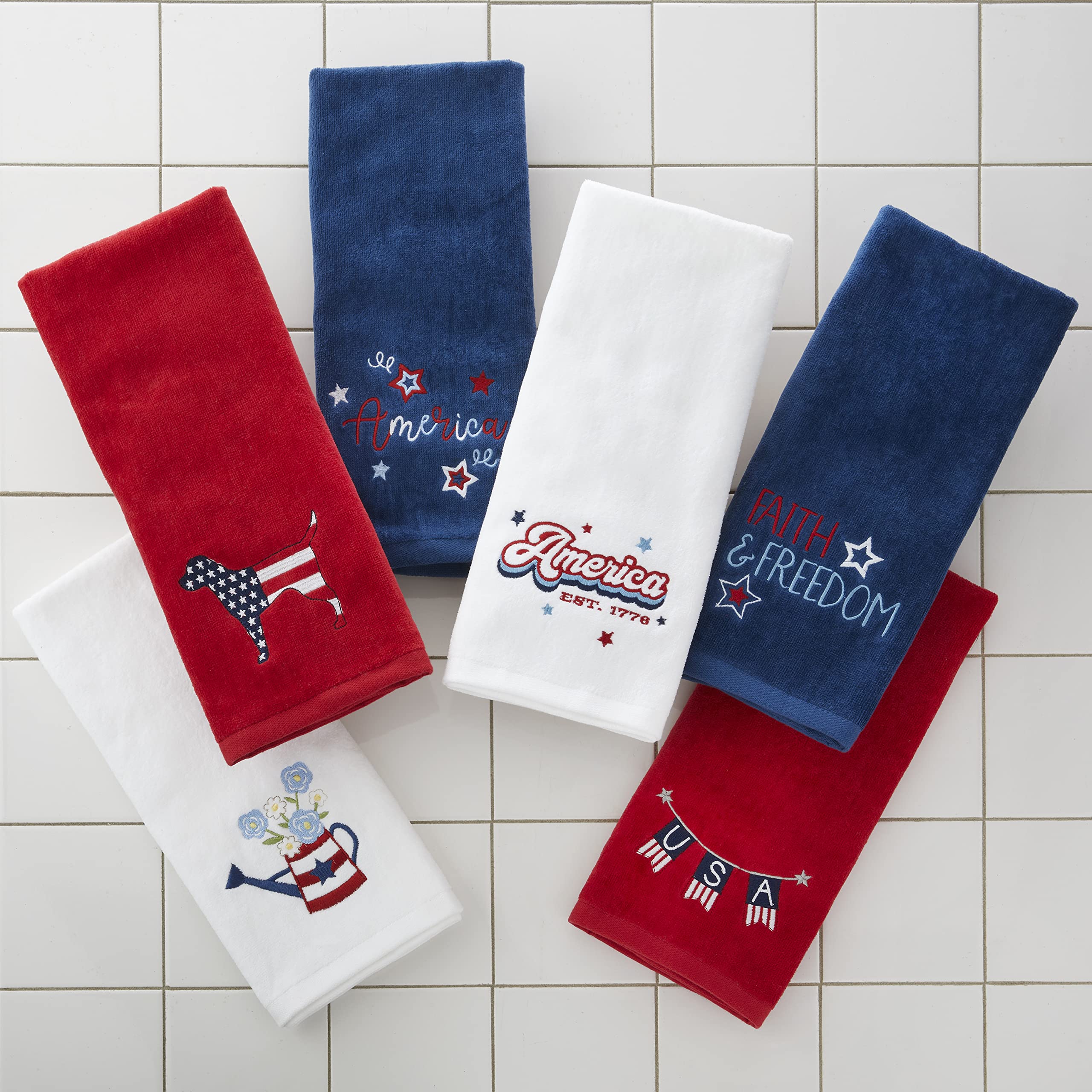 Foto 5 pulgar | Juego De Toallas De Mano Skl Home Patriotic 4 Of July America Navy - Venta Internacional.