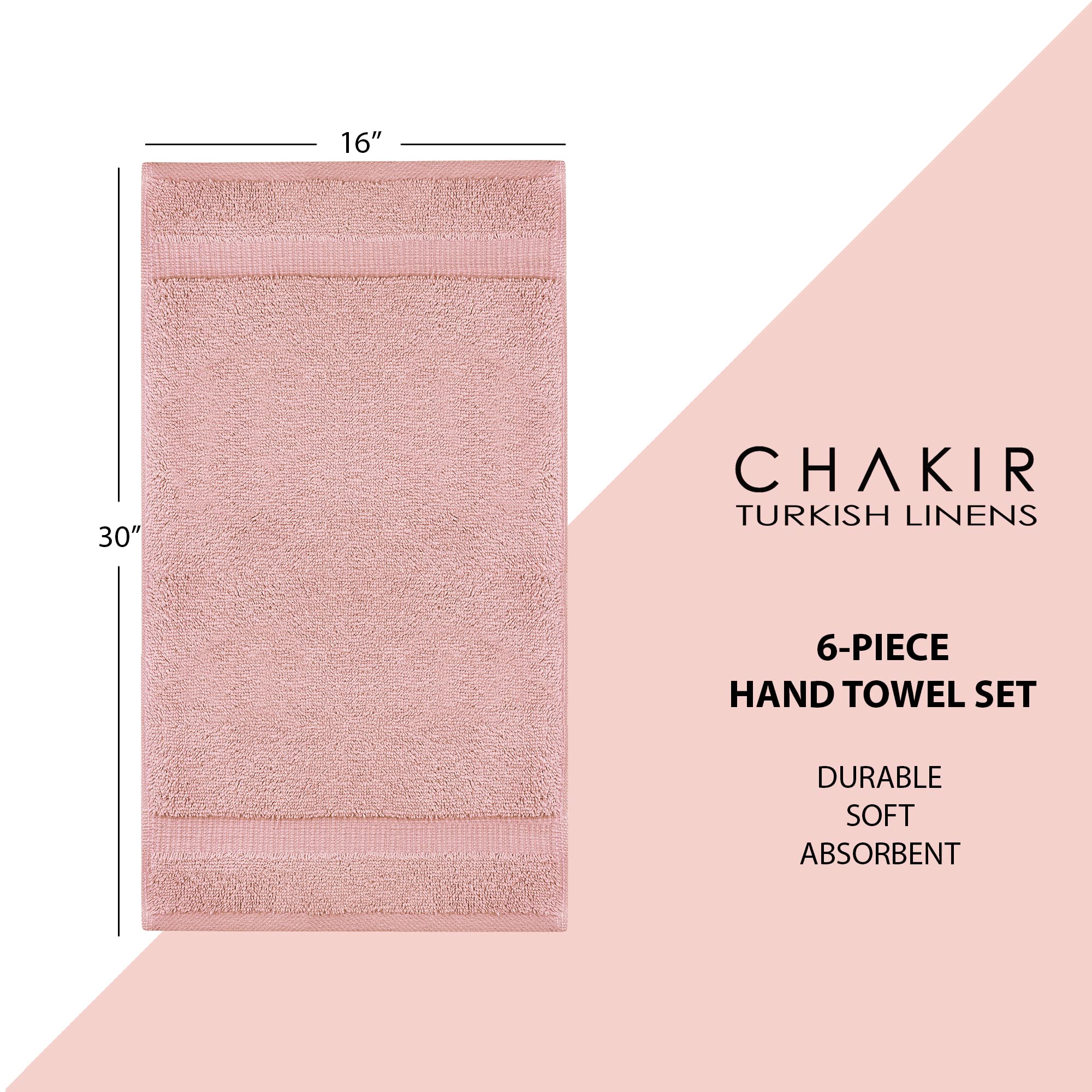 Foto 5 | Toallas Chakir Turkish Linens 100% Algodón, 6 Piezas, Rosa A Mano - Venta Internacional.