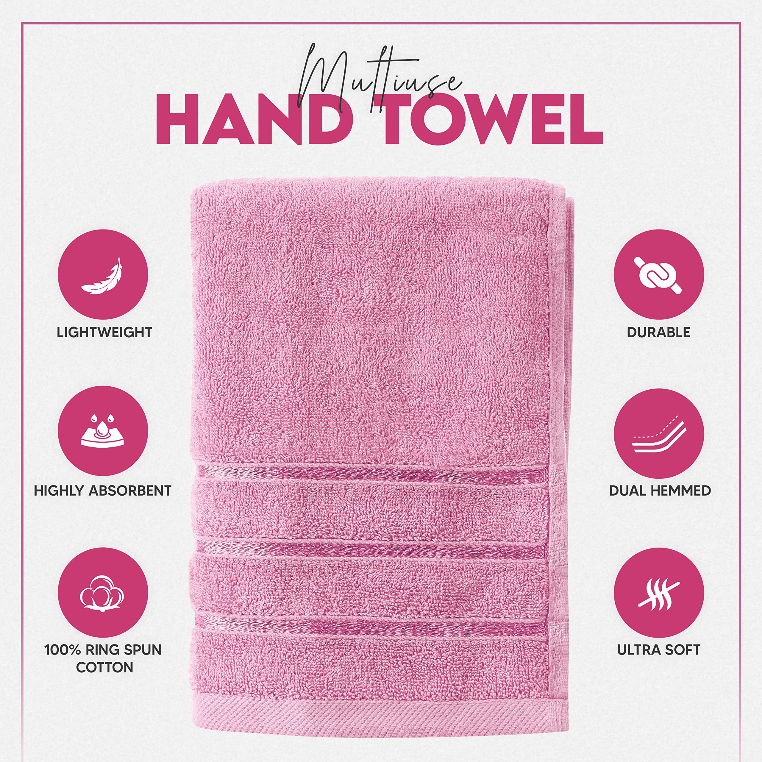 Foto 4 pulgar | Toallas De Mano Utopia Towels, Viscosas, 16 X 28 Pulgadas, 600 G/m², 6 Unidades, Color Rosa - Venta Internacional.