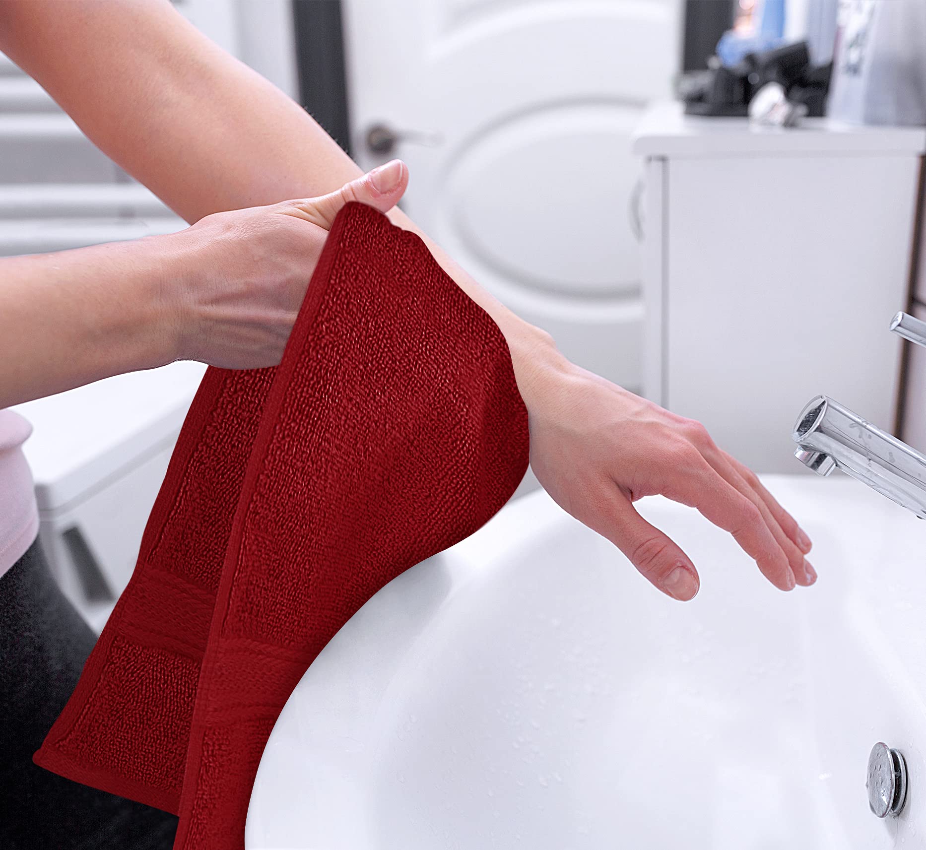 Foto 4 pulgar | Toallas De Mano Utopia Towels Premium, 100% Algodón, 72 Unidades, Color Rojo - Venta Internacional.