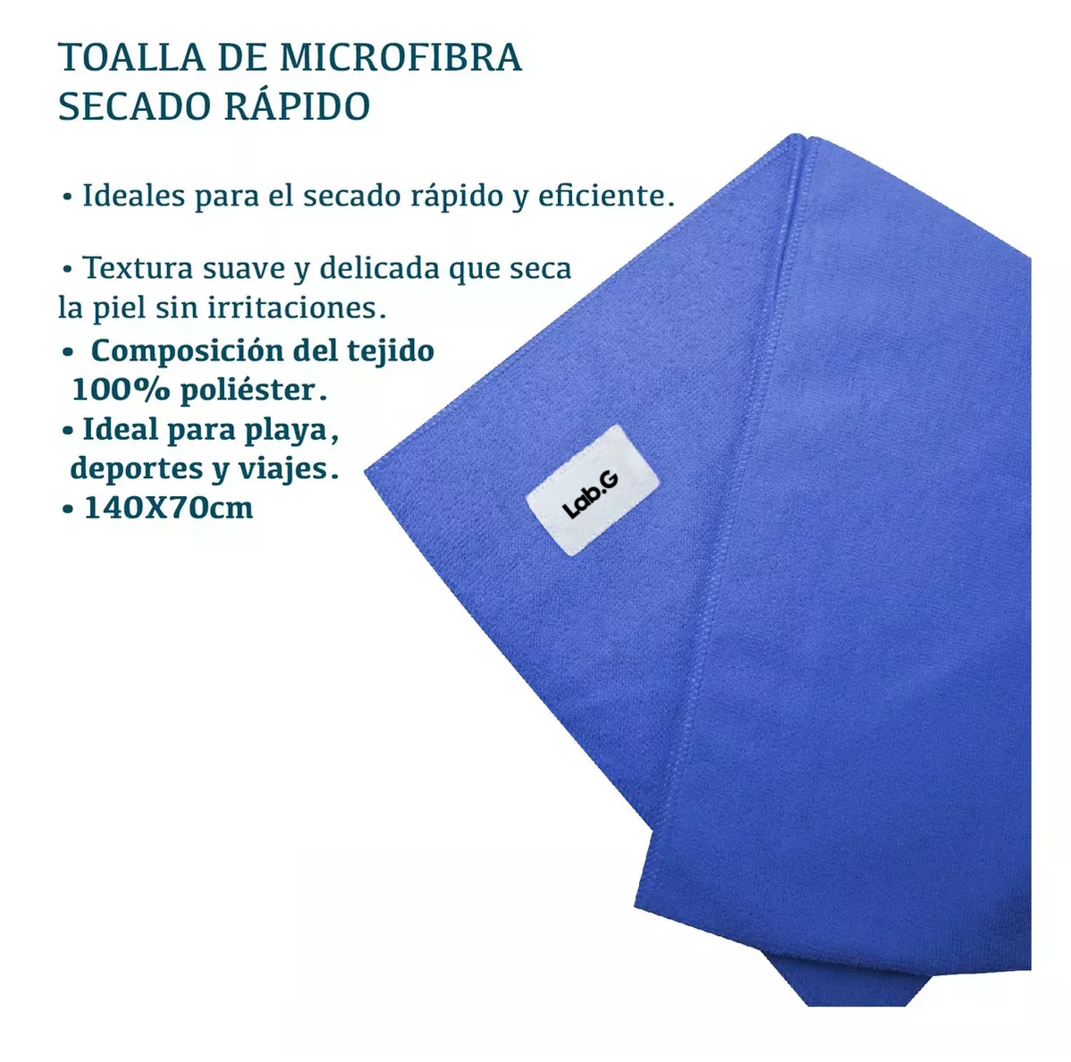 Foto 5 pulgar | Toalla Deportiva Gym Secado Rápido 3 Piezas Azul
