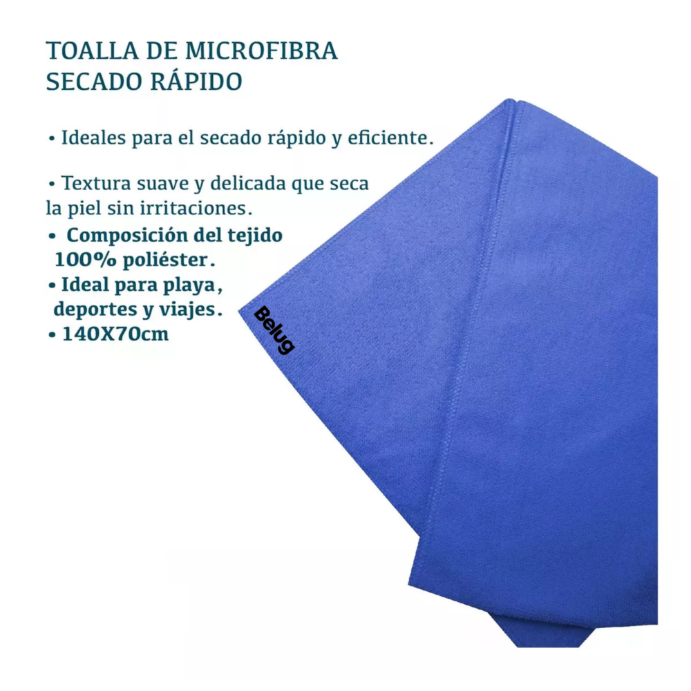 Foto 3 pulgar | Toalla Deportiva Gym Secado Rápido 3 Piezas Azul Belug