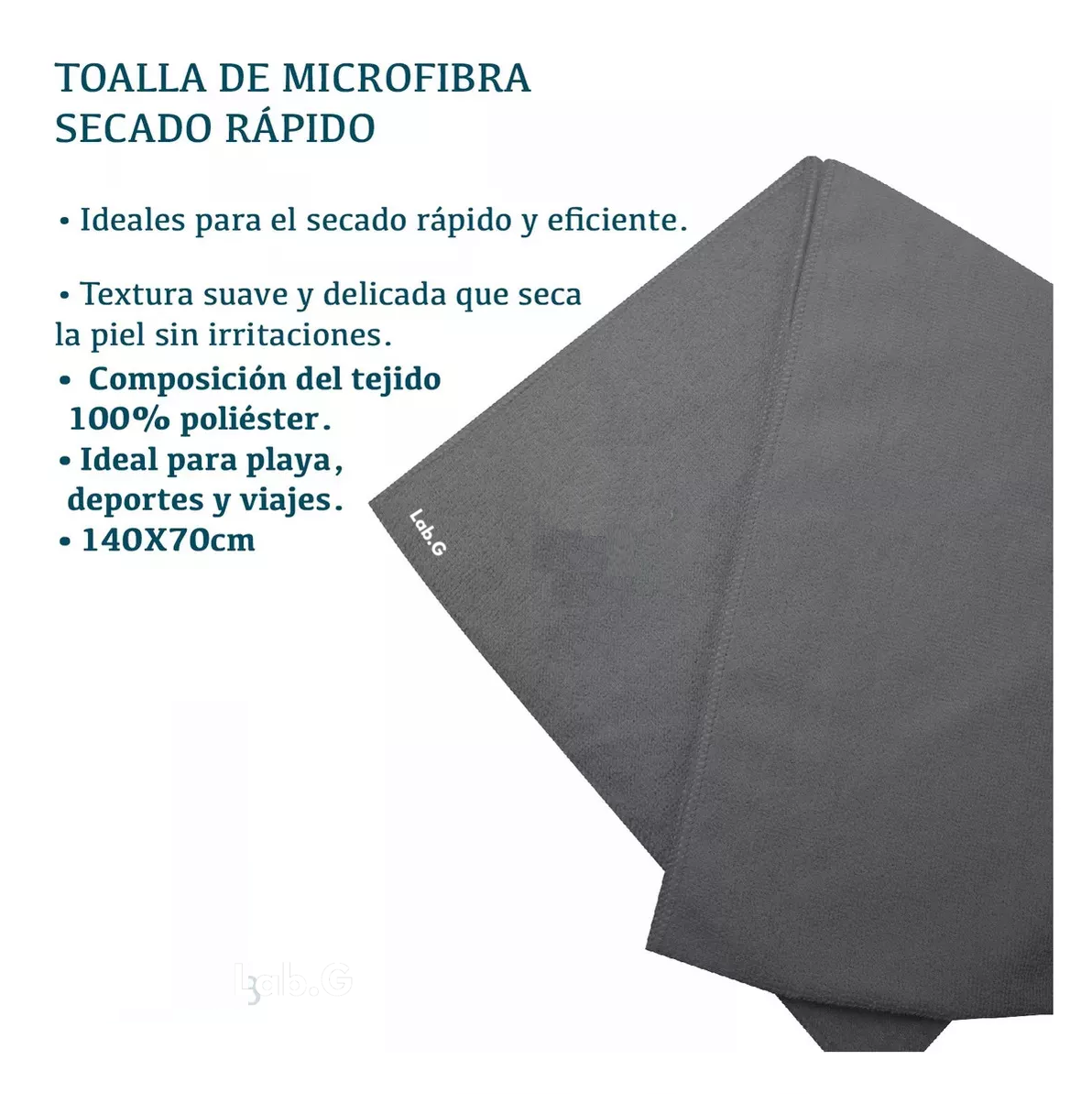 Foto 4 pulgar | Toalla Deportiva Gym Secado Rápido 3 Piezas Gris