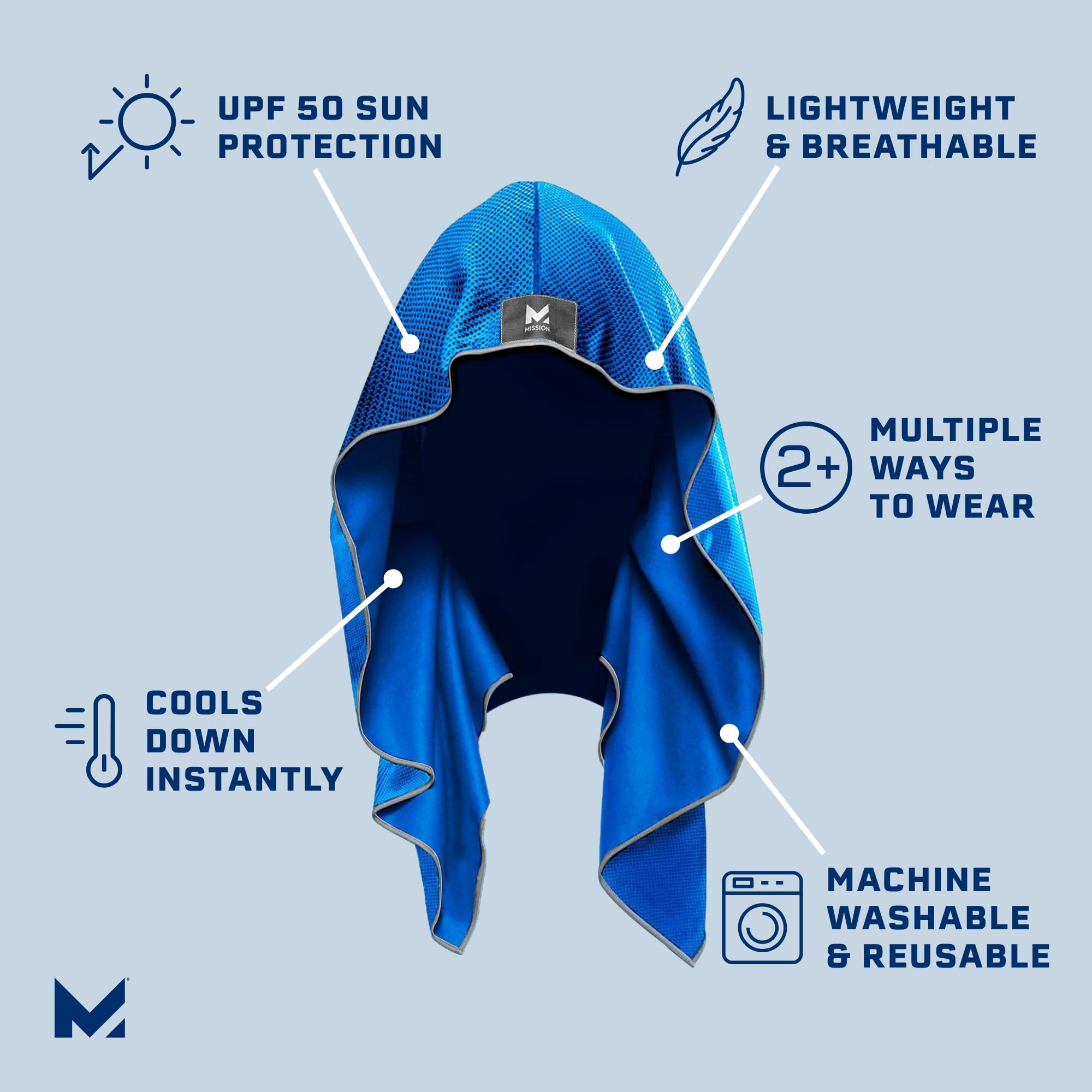 Foto 3 pulgar | Sudadera Con Capucha Refrescante Mission Blue Soft Microfiber Upf 50 - Venta Internacional.