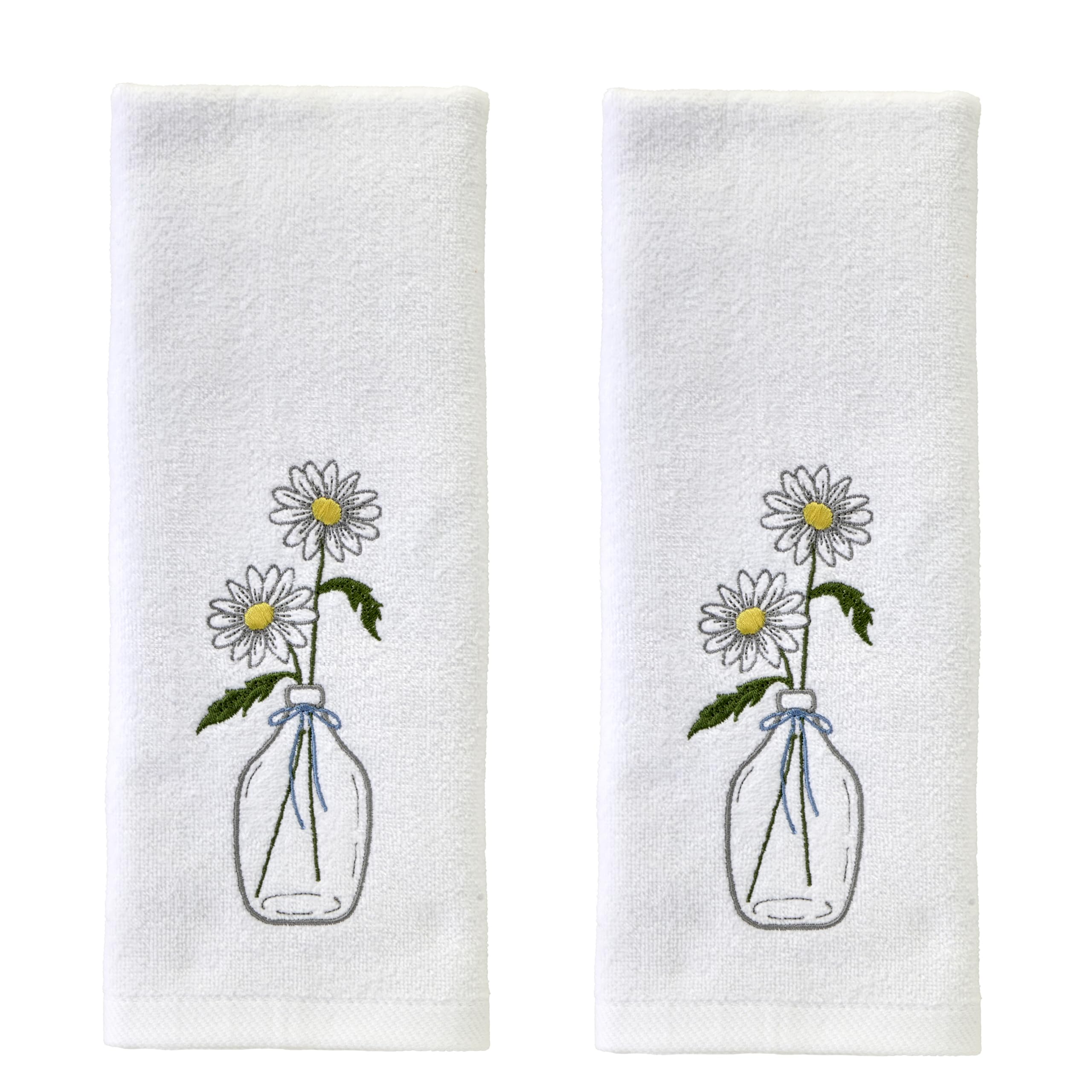 Juego De Toallas De Mano Skl Home Daisies En Jarrón, 2 Unidades, Para Baño, Cocina O Bar - Venta Internacional.